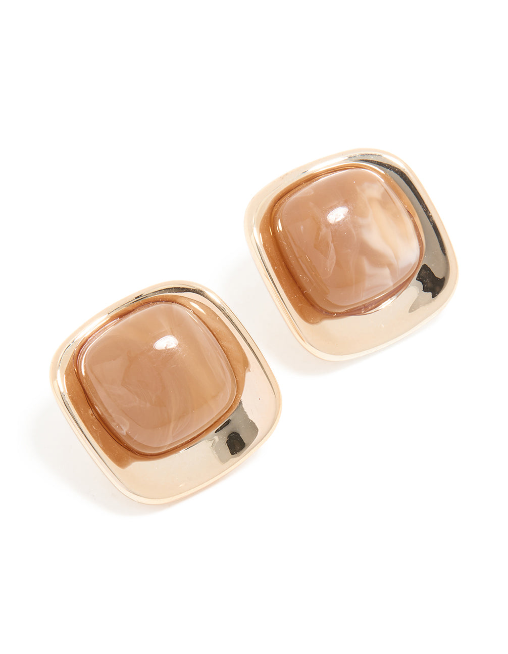 Brown Acrylic Square Stud Earrings