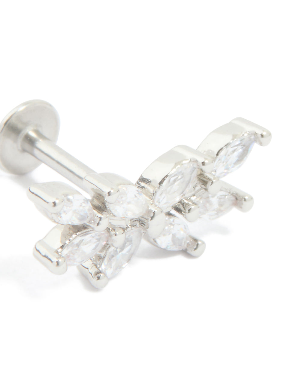 Titanium Cubic Zirconia Floral Crawler Single Flat Back Stud