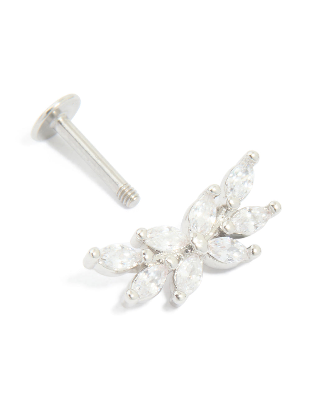 Titanium Cubic Zirconia Floral Crawler Single Flat Back Stud