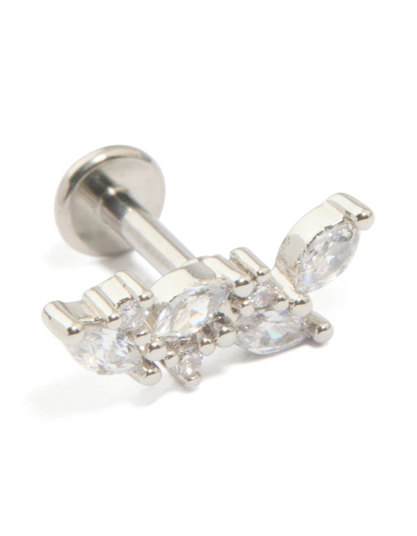 Titanium Cubic Zirconia Vine Crawler Single Flat Back Stud