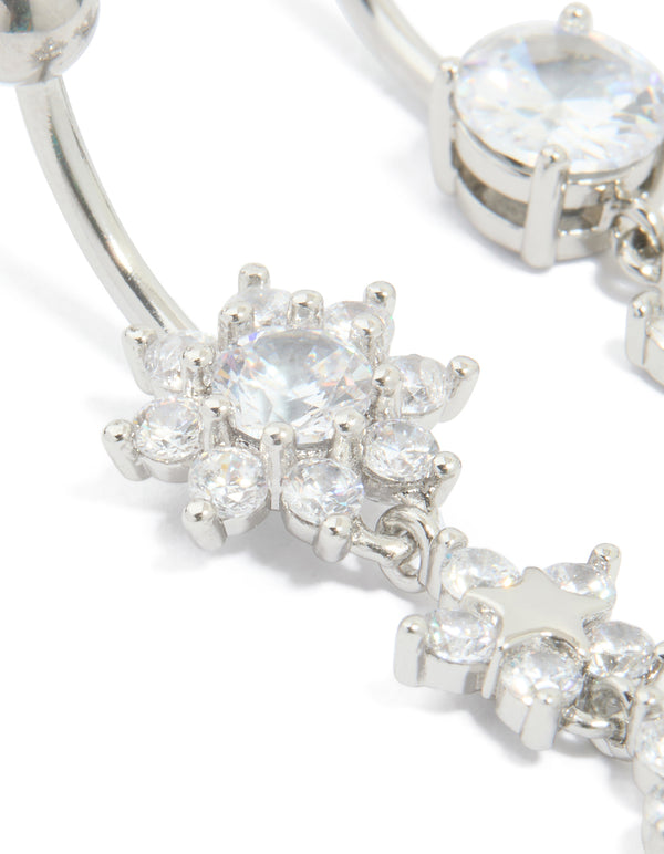 Surgical Steel Cubic Zirconia Flower Power Belly Bars