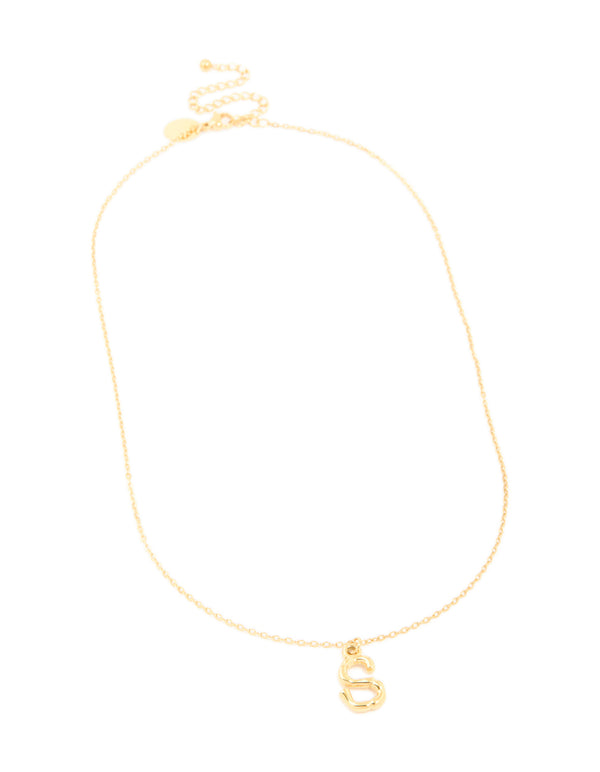 Waterproof Gold Plated Stainless Steel Bamboo Letter S Necklace