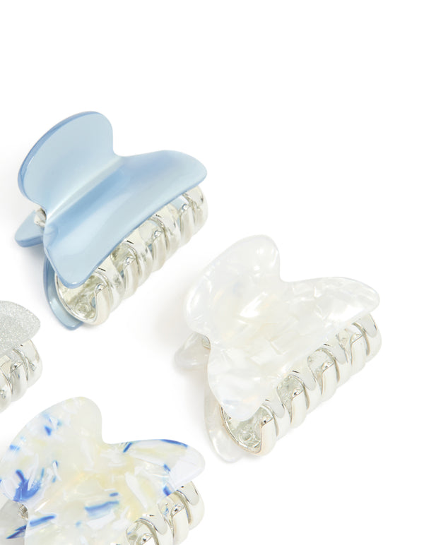 White & Blue Claw Clips 4-Pack