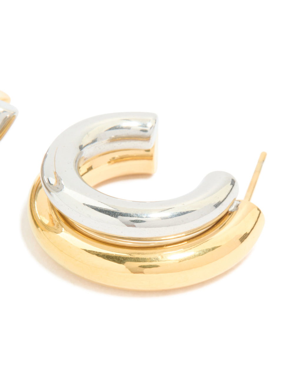 Waterproof Mixed Metal Plated Stainless Steel Double Illusion Hoop Earrings