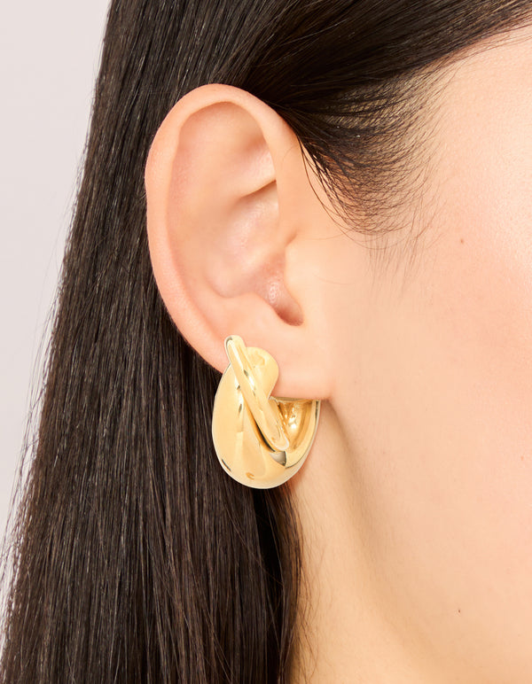 Waterproof Gold Plated Stainless Steel Medium Illusion Hoop Earrings