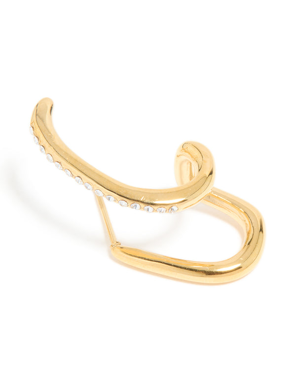 Waterproof Gold Plated Stainless Steel Conch Illusion Hoop Earrings