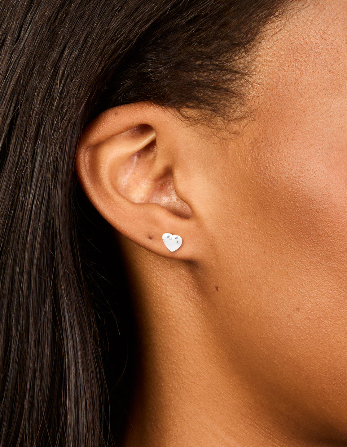 Sterling Silver Chubby Heart Stud Earrings