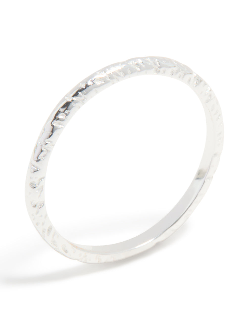 Designed with sterling silver, this molten ring in side detail view
