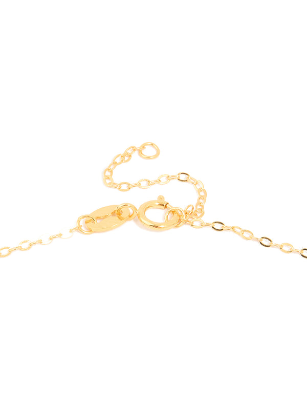Gold Plated Sterling Silver Green Semi Precious Stone Station Necklace