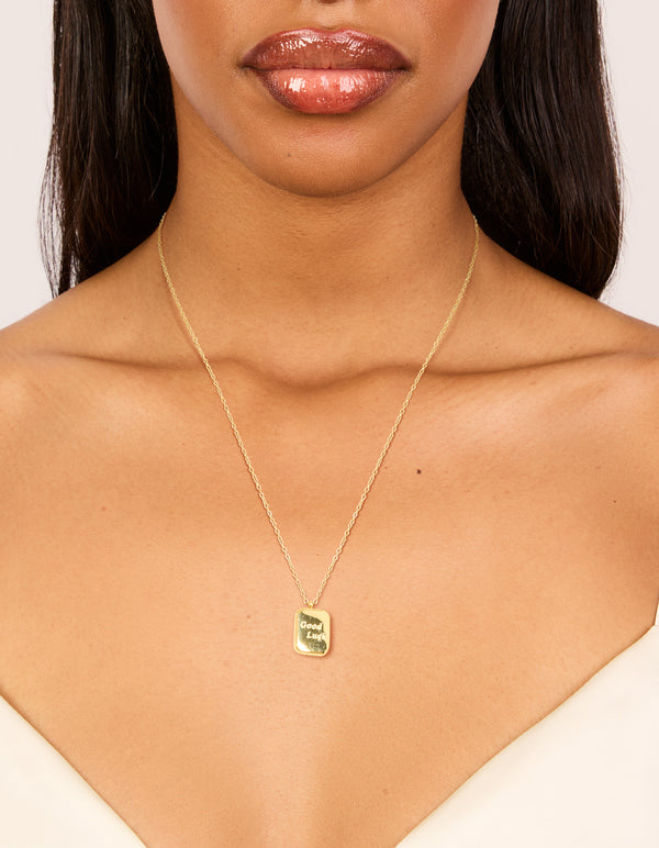 Waterproof Gold Plated Stainless Steel Good Luck Pendant Necklace