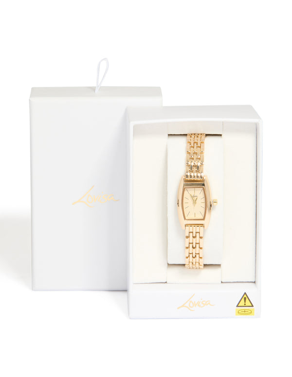 Gold Mini Rectangular Watch