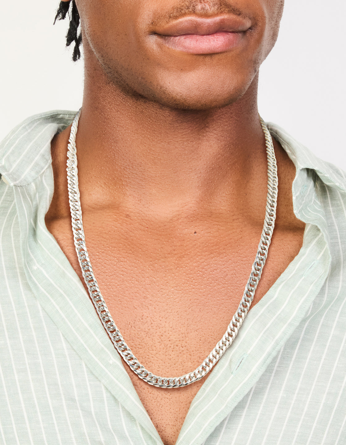 Mens Waterproof Stainless Steel Smooth Cuban Link Necklace