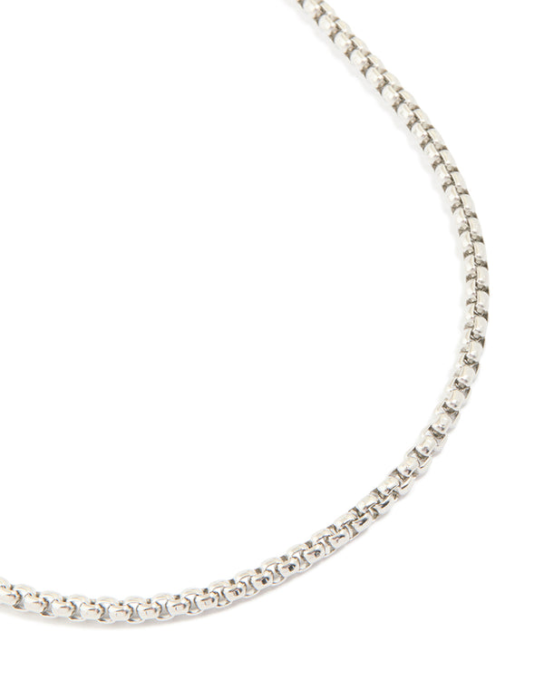 Mens Waterproof Stainless Steel Large Smooth Box Chain Necklace