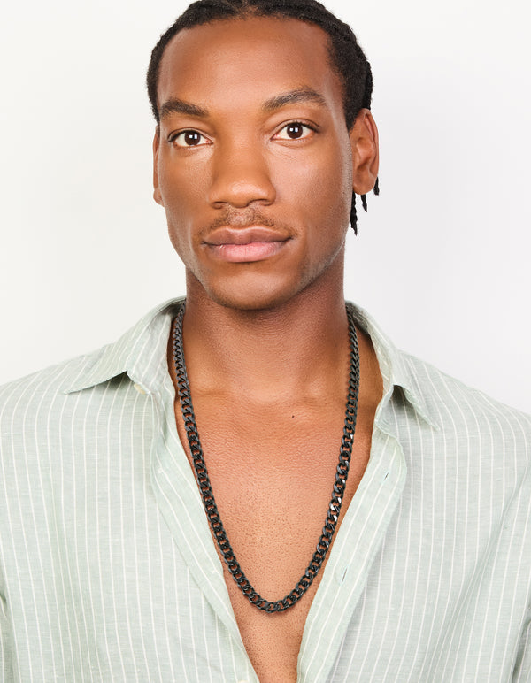 Mens Waterproof Stainless Steel Small Miami Cuban Necklace