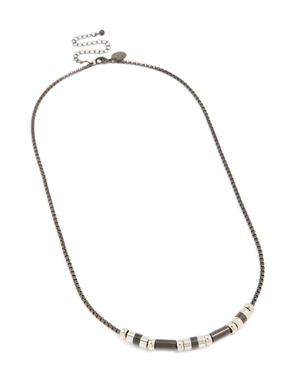 Mens Waterproof Stainless Steel Mixed Rondelle Necklace