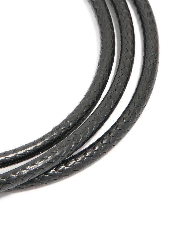 Mens Waterproof Stainless Steel Cord Wrap Bracelet