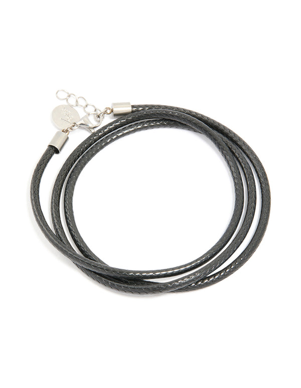 Mens Waterproof Stainless Steel Cord Wrap Bracelet