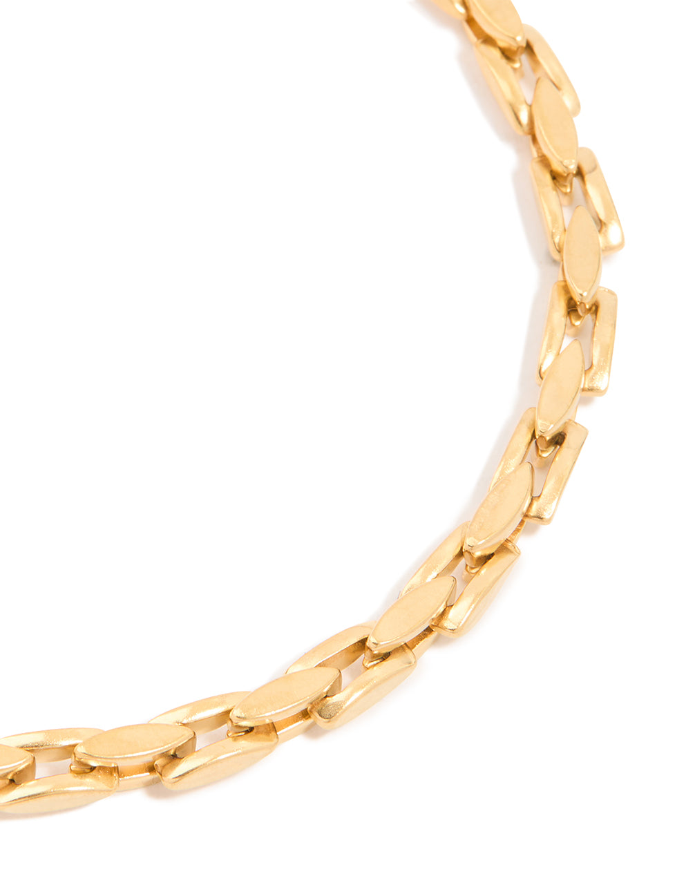Mens Waterproof Gold Plated Stainless Steel Detailed Chain Link Bracelet
