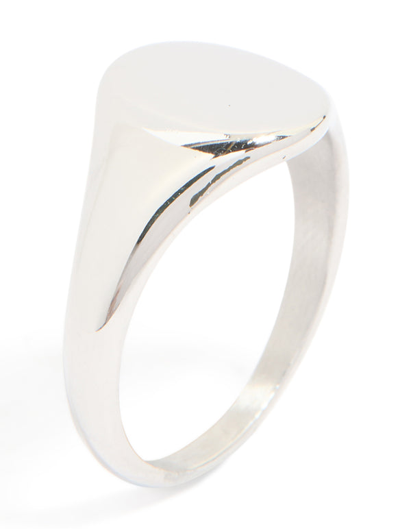 Mens Waterproof Stainless Steel Oval Signet Ring