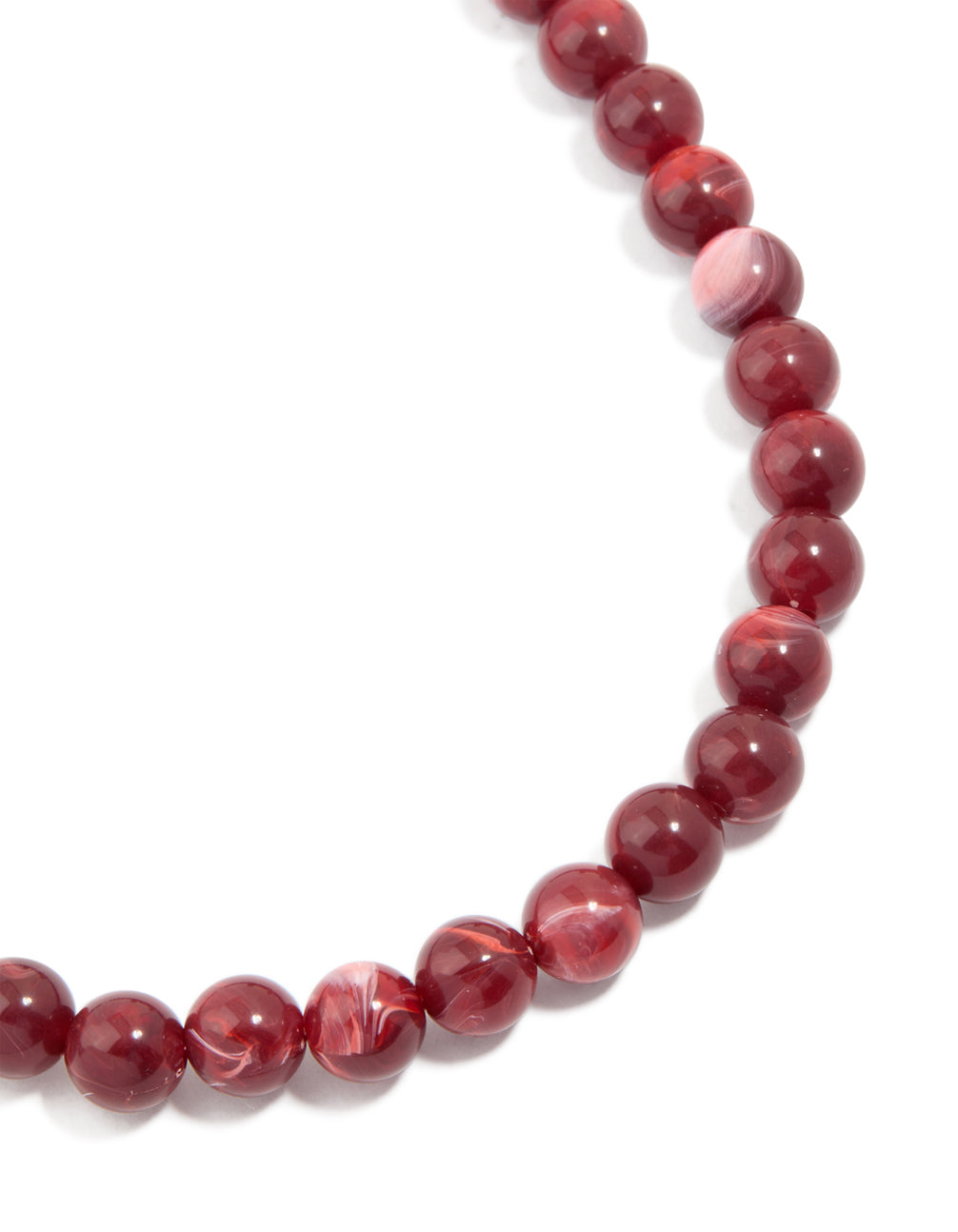 Red Marbled Acrylic Beaded Necklace