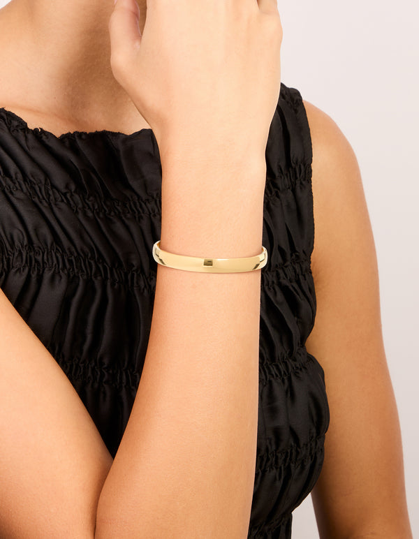 Waterproof Rose Gold Plated Stainless Steel Smooth Hinged Bangle