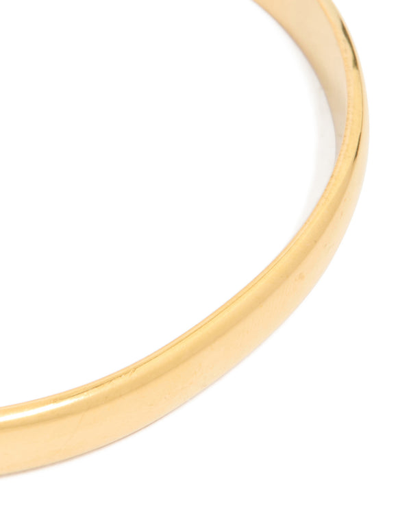 Designed with waterproof rose gold plated stainless steel round wrist cuff in gold close up view