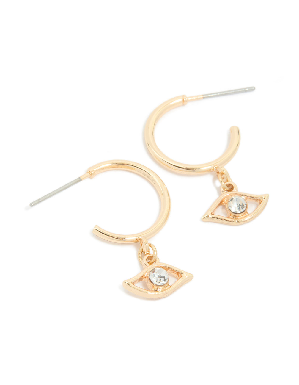 Gold Diamante Eye Drop Huggie Earrings