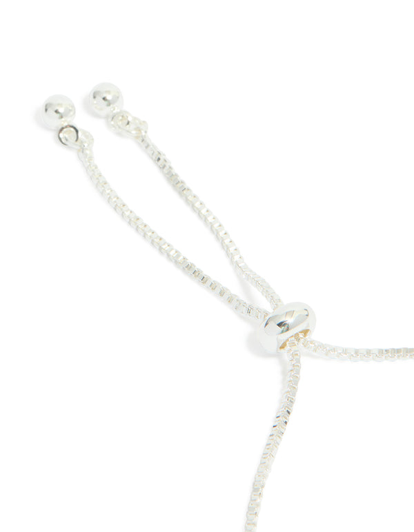 Silver Plated Cubic Zirconia Flower Detail Toggle Bracelet