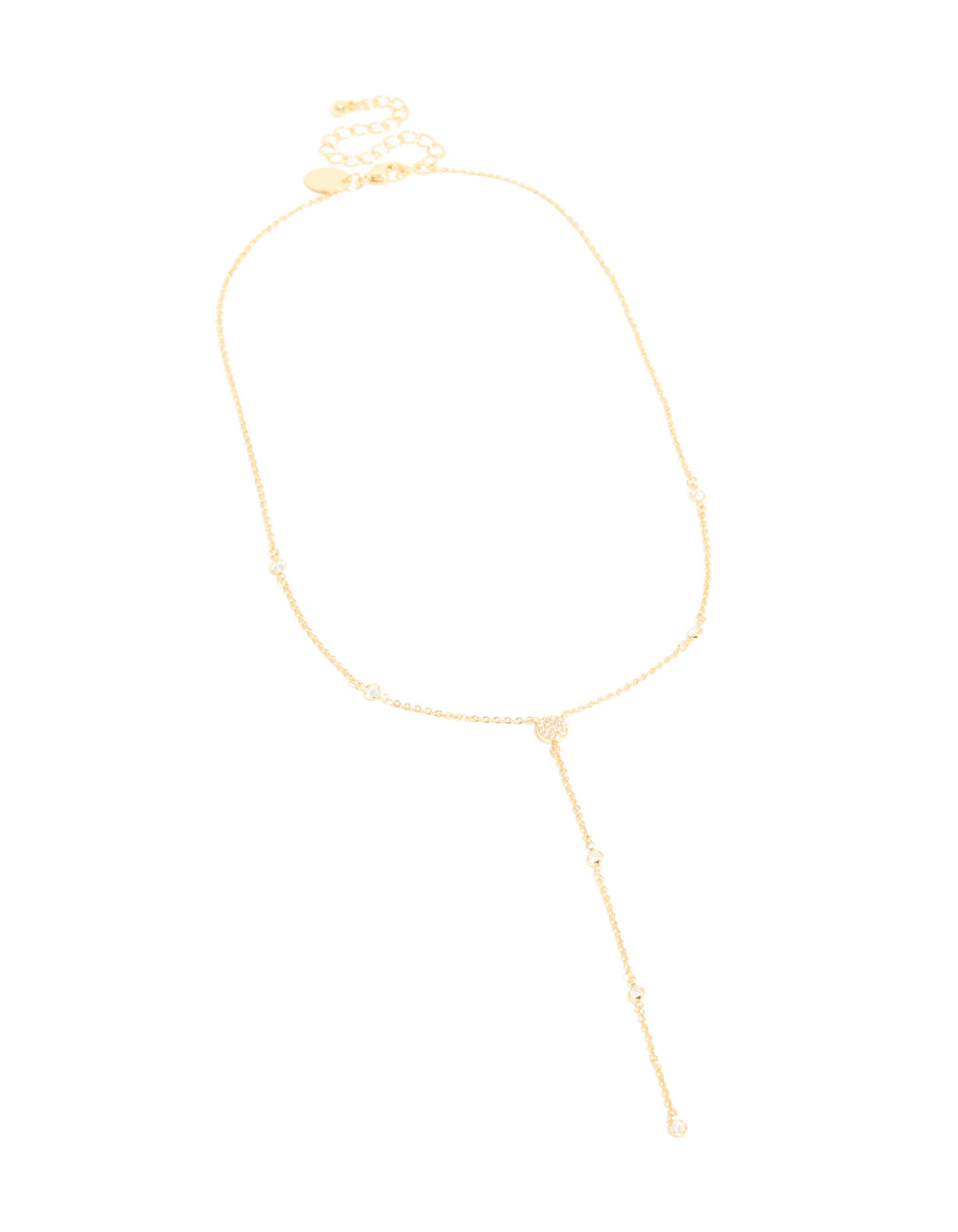 Gold Plated Cubic Zirconia Y-Necklace