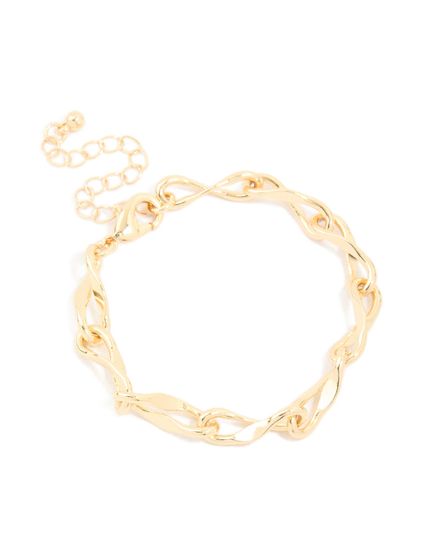 Gold Plated Brass Large Figure 8 Chain Bracelet