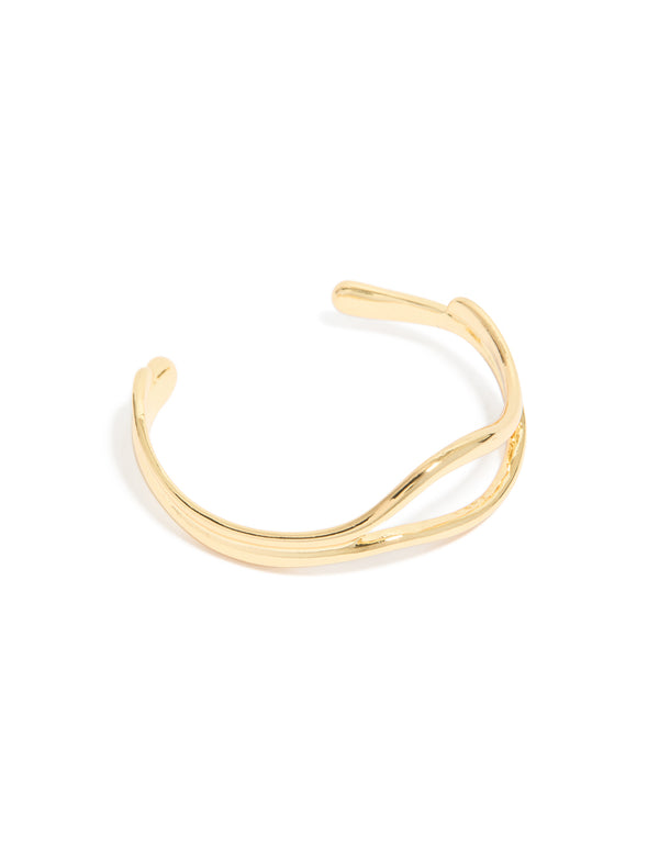 Gold Plated Organic Open Wave Wrist Cuff