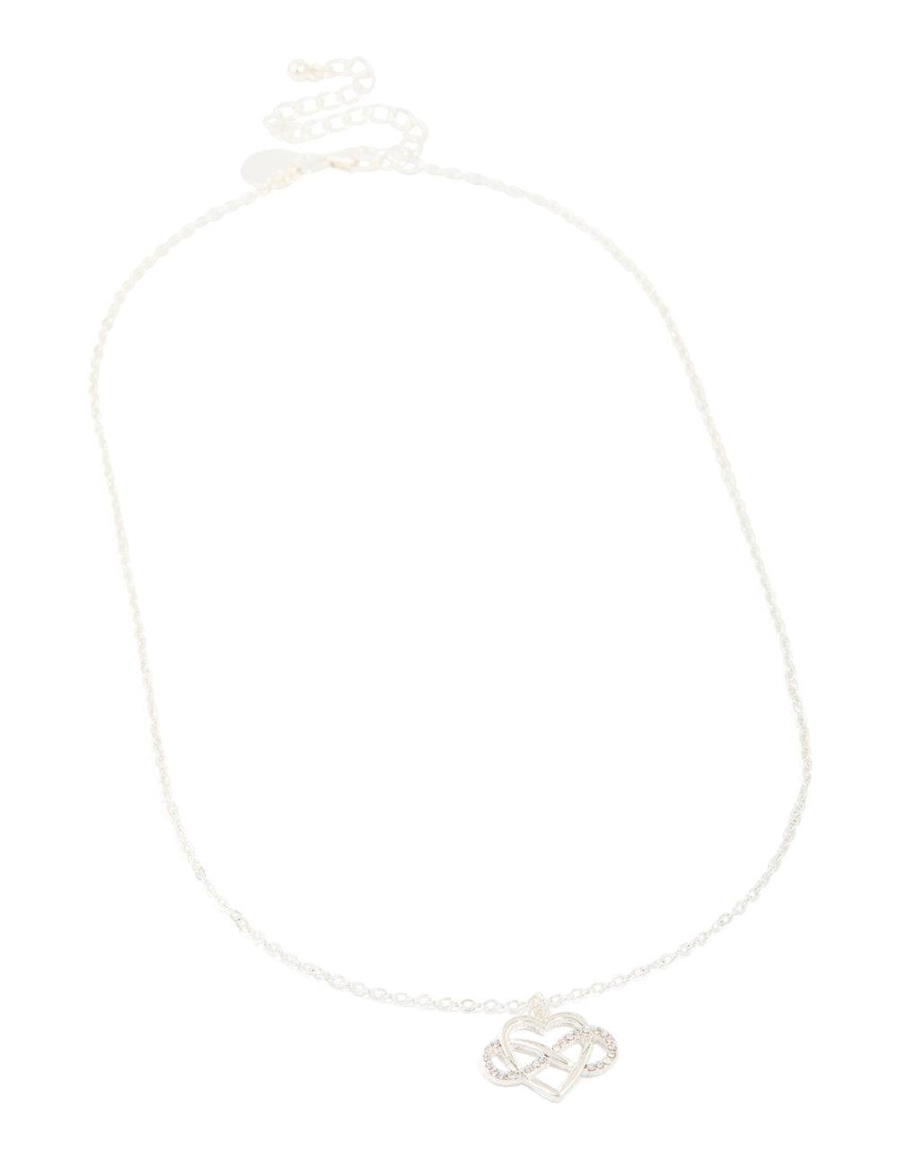 Silver Diamante Open Heart Infinity Pendant Necklace