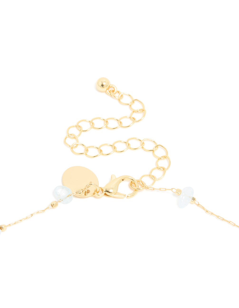 Gold Plated Blue Semi-Precious Stones Cubic Zirconia Pendant Y-Necklace