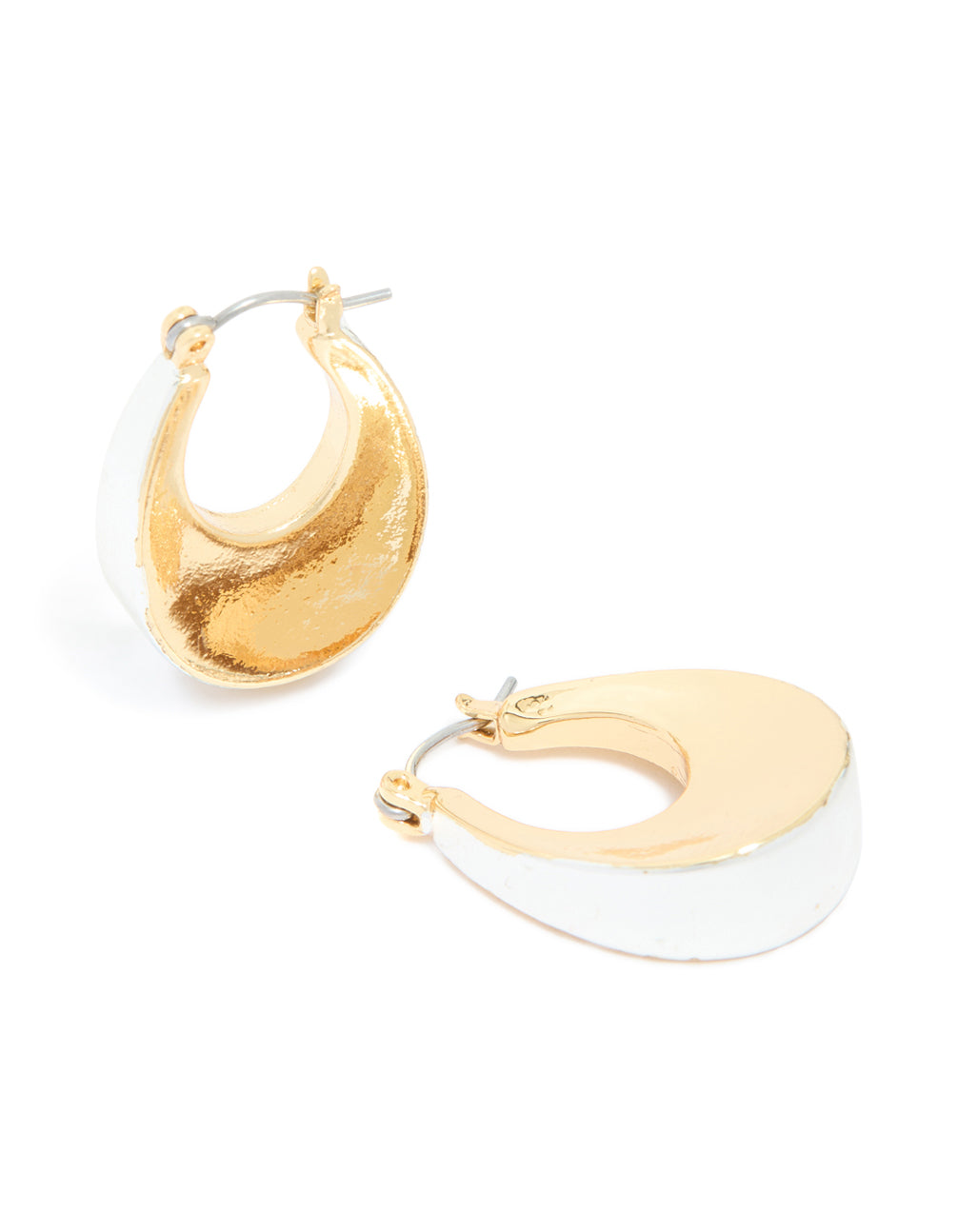Mixed Metal Plated Small Graduated Flat Hoop Earrings