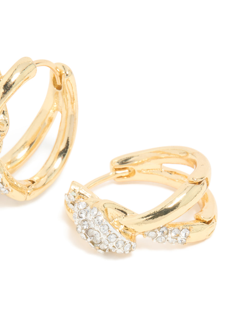 Mixed Metal Plated Diamante Medium Knot Hoop Earrings