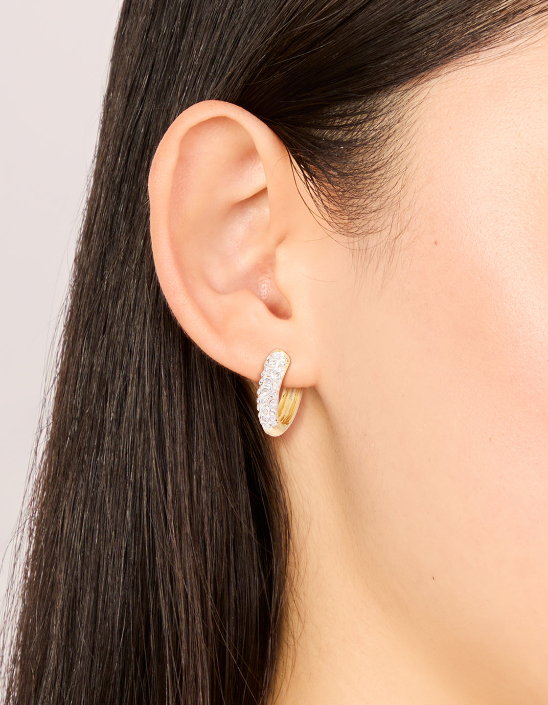 Mixed Metal Plated Classic Diamante Hoop Earrings