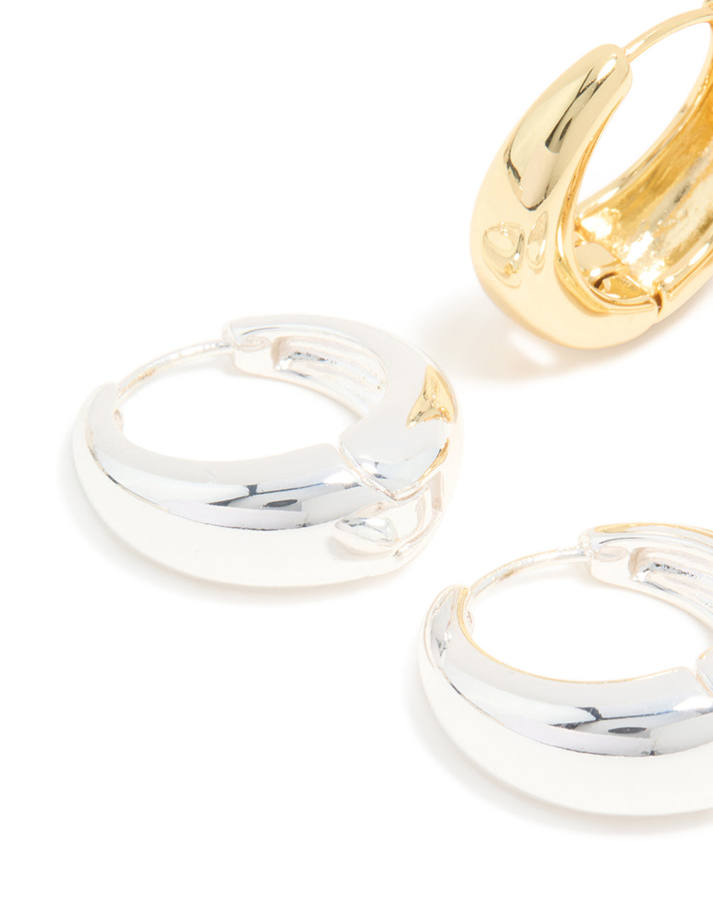 Mixed Metal Plated Thick Large Huggie Earrings 2-Pack