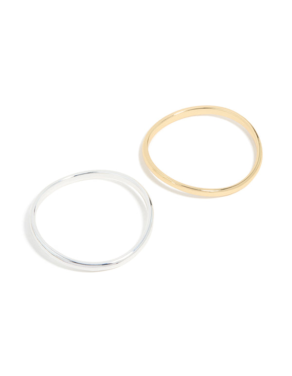 Mixed Metal Plated Wavy Bangles 2 Pack