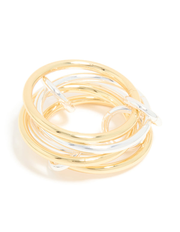 Mixed Metal Solid Link Rings 5 Pack