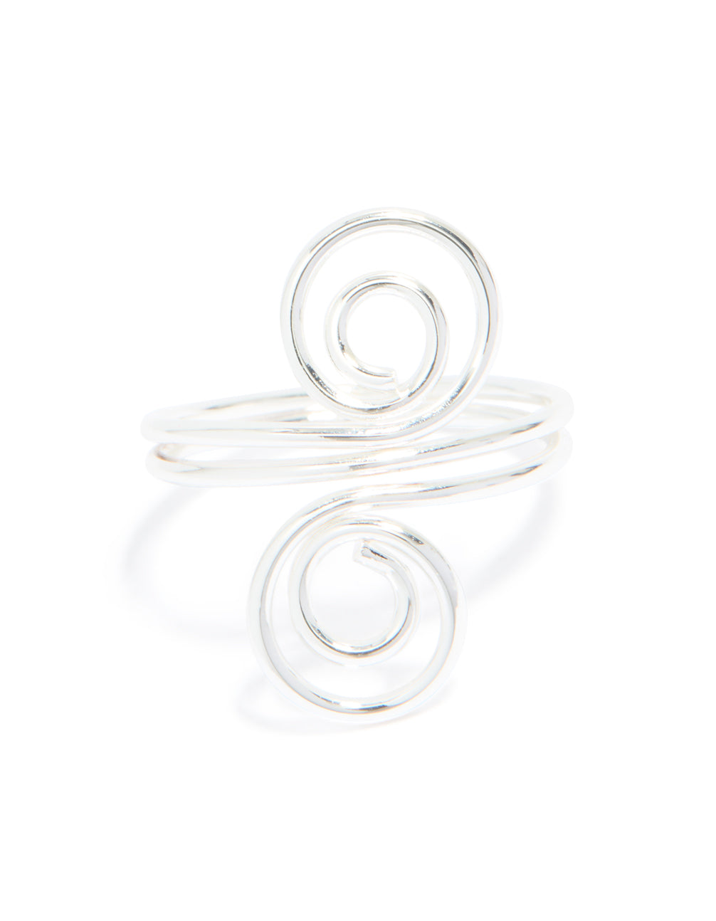 Silver Plated Double Swirl Front Ring