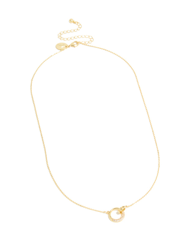 Gold Plated Cubic Zirconia Linked Circle Necklace