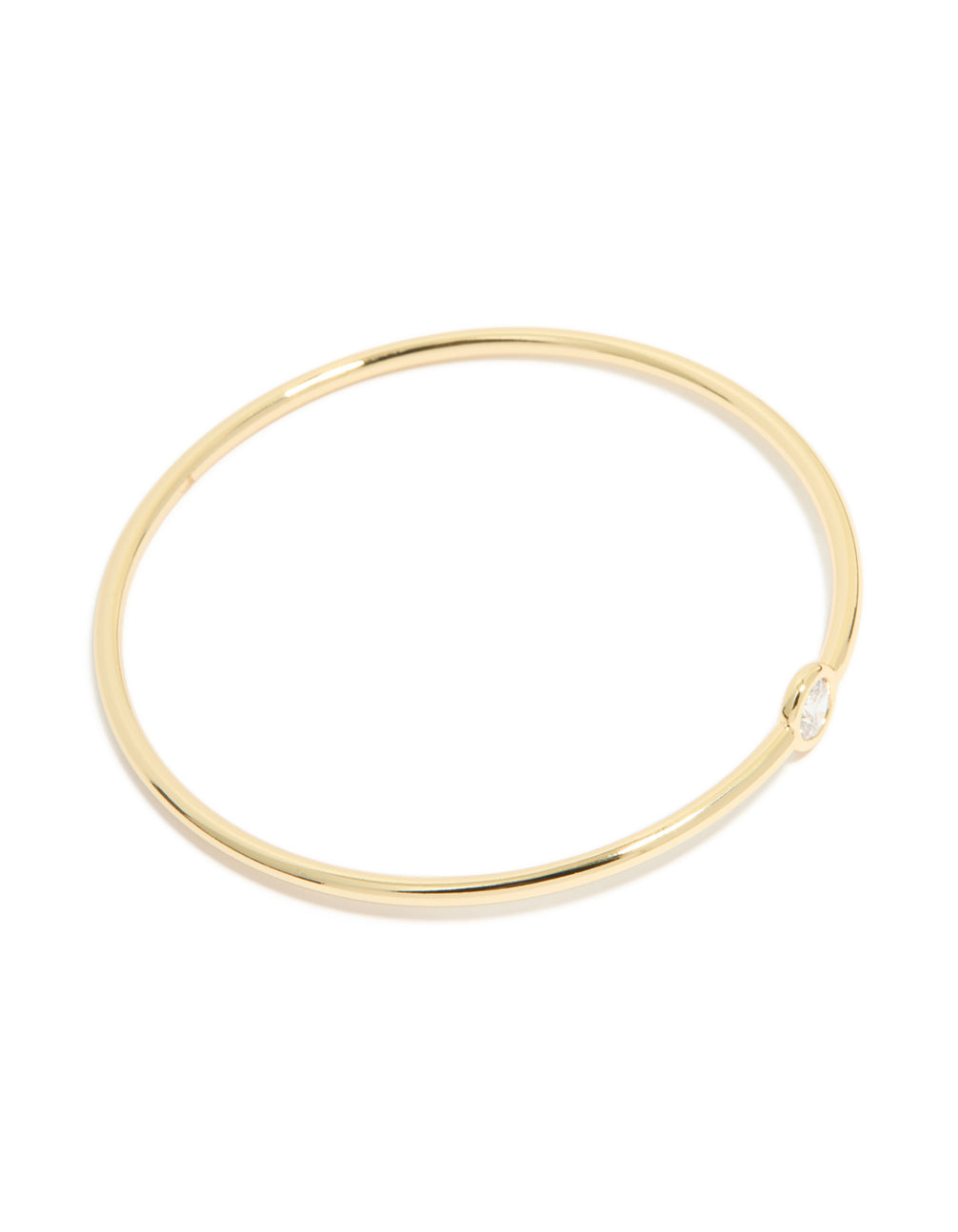 Gold Plated Cubic Zirconia Circle Bezel Bangle