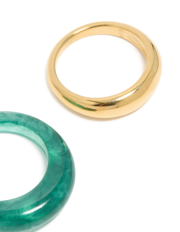Waterproof Gold Plated Stainless Steel Modern Thin Stack Ring Set Of 2