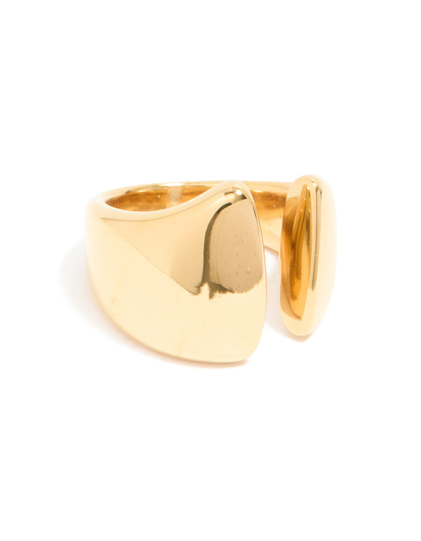 Waterproof Gold Plated Stainless Steel Chunky Open Ring