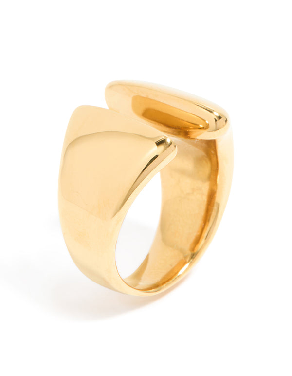 Waterproof Gold Plated Stainless Steel Chunky Open Ring