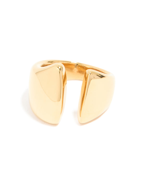 Waterproof Gold Plated Stainless Steel Chunky Open Ring