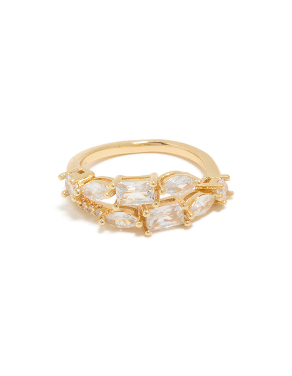 Gold Plated Cubic Zirconias Dainty Layered Ring