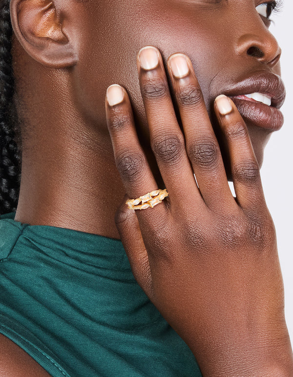 Gold Plated Cubic Zirconias Dainty Layered Ring