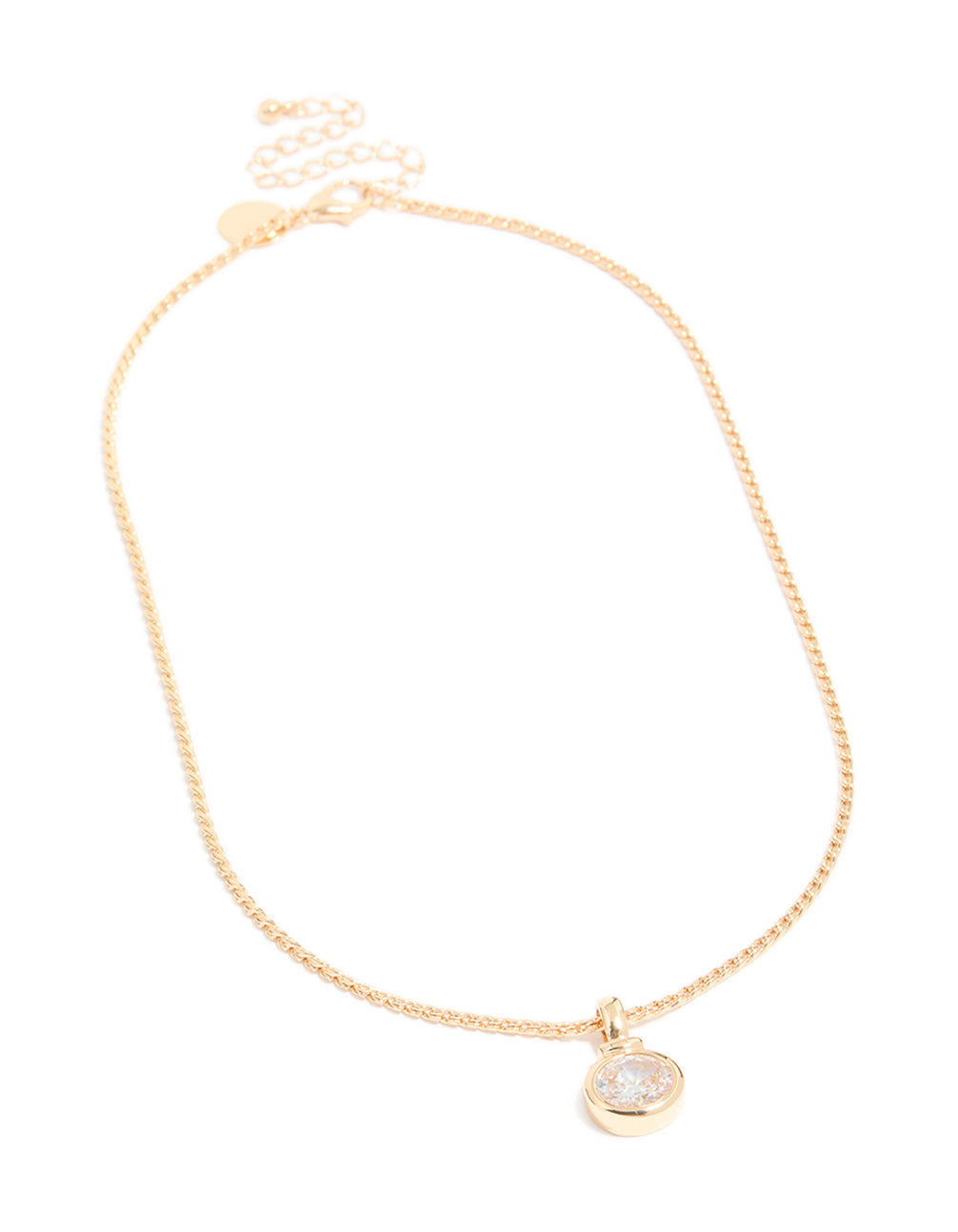Gold Cubic Zirconia Pendant Necklace