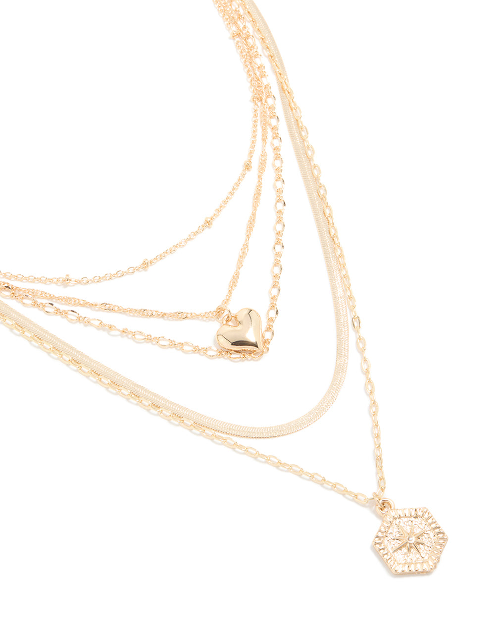 Gold Heart & Compass Layered Necklace